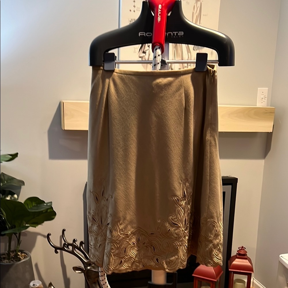 Rodarte Cream Embellished Knee-Length Skirt